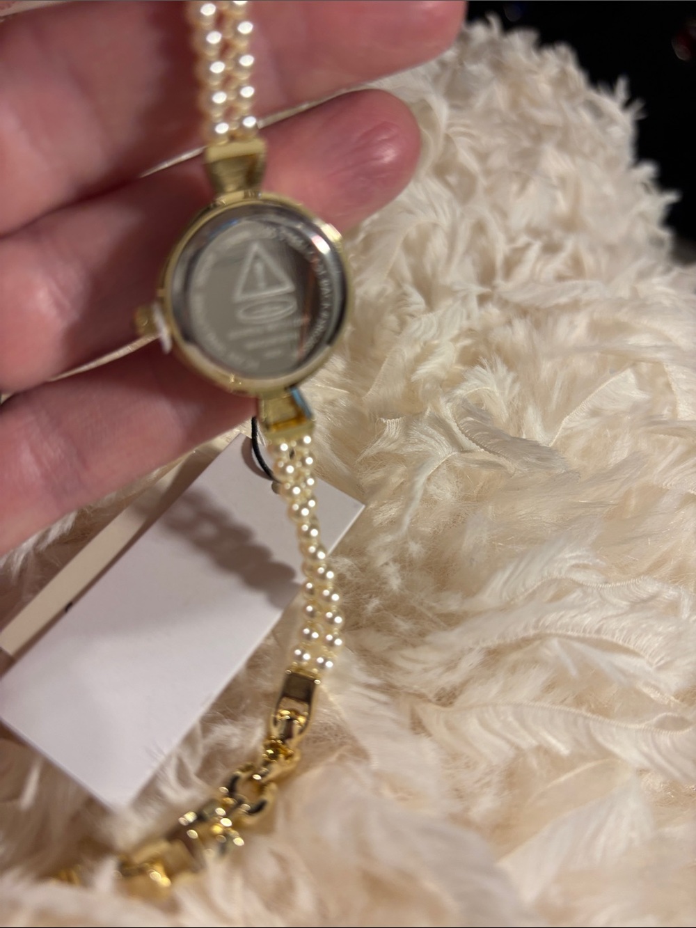 Francesca's Collections Gold Pearl Chain Bracelet Watch - Picture 4 of 5